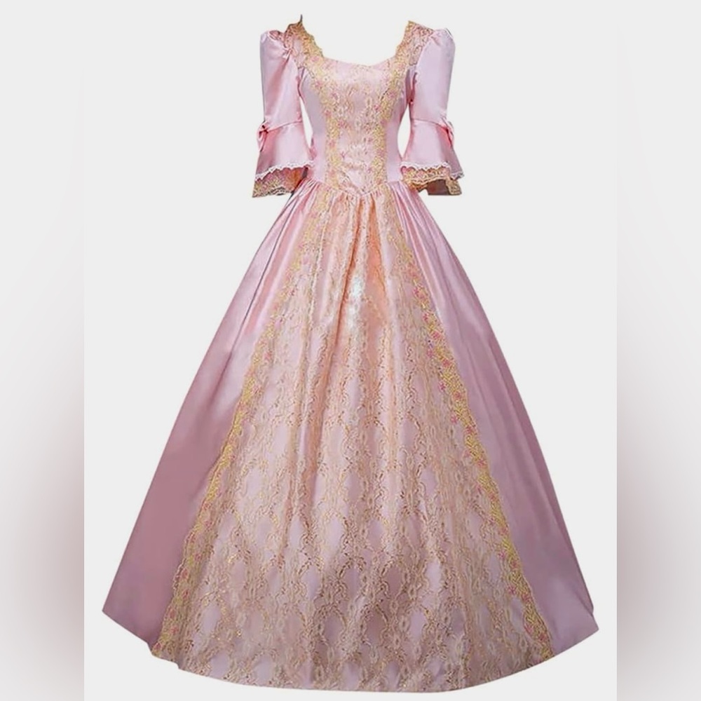 (New) Womens elegant pink dress 18th century ball gown.
